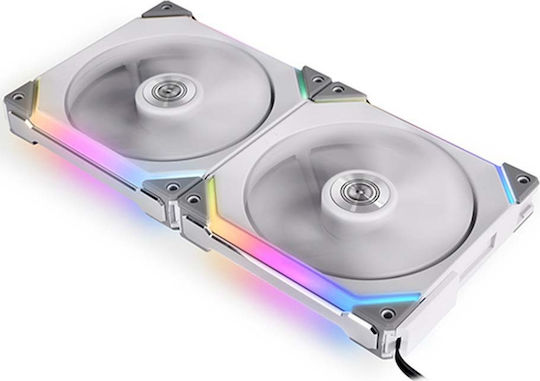 Lian Li UNI Fan SL140 Case Fan 120mm (1500rpm / 70.5cfm) με ARGB Φωτισμό και Σύνδεση 3-Pin 2τμχ Λευκό
