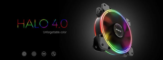 Alseye Halo 4.0 Case Fan 120mm (1100rpm / 24.8cfm) με RGB Φωτισμό και Σύνδεση 3-Pin / 4-Pin Molex 3τμχ