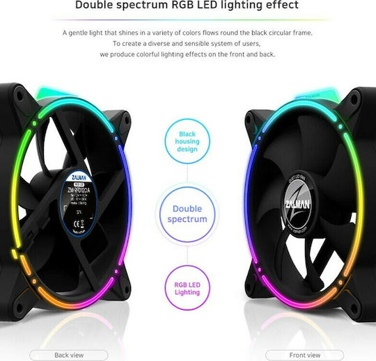 Zalman RFD120A Case Fan (1500rpm / 34.34cfm) με RGB Φωτισμό και Σύνδεση 3-Pin
