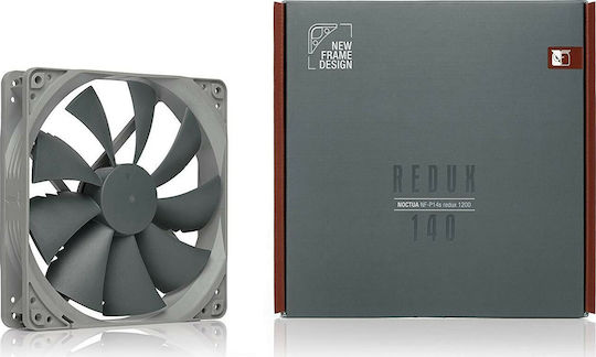 Noctua NF-P14s redux-1200 Case Fan 140mm (1200rpm / 64.92cfm) Without LED Lighting and 3-Pin Connection Gray