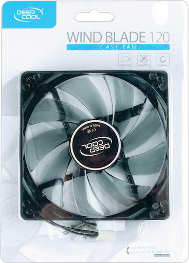 Deepcool Ventilator Pentru Carcasă Wind Blade 120 (1300rpm / 65.16cfm) Cu Iluminare Albastră Și Conexiune 3-Pin / Molex Cu 4 Pini Albastru