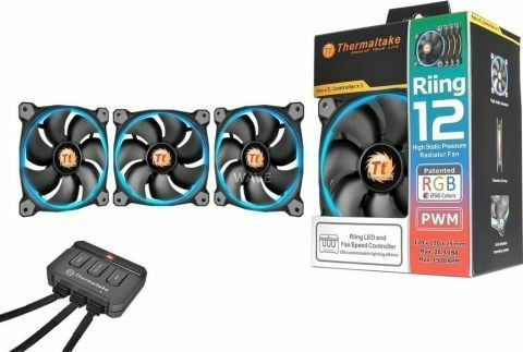 Thermaltake Riing 12 LED Case Fans 120mm (1500rpm / 40.6cfm) with RGB Lighting and 4-Pin PWM Connection 3pcs