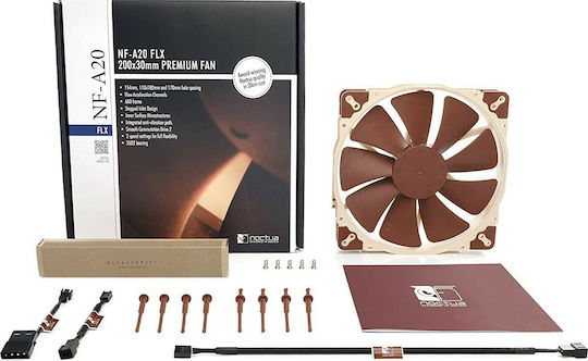 Noctua NF-A20 FLX Case Fan 200mm (800rpm / 86.46cfm) Without LED Lighting And 3-Pin Connection Brown