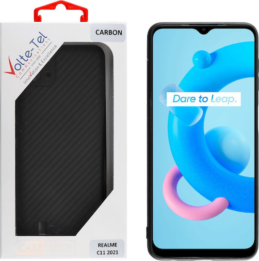 Volte-Tel Carbon Camera Protective Back Cover Σιλικόνης Μαύρο (Realme C11 2021)
