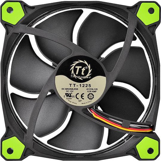 Thermaltake Riing 14 LED Green Case Fan 140mm (1400rpm / 51.15cfm) with Green Lighting and 3-Pin Connection