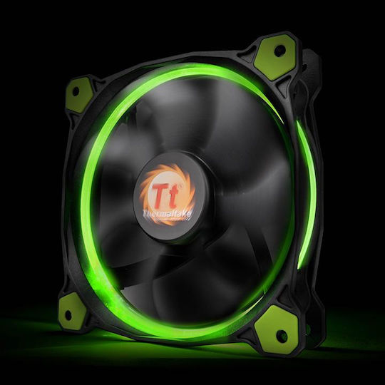 Thermaltake Riing 14 LED Green Case Fan 140mm (1400rpm / 51.15cfm) with Green Lighting and 3-Pin Connection