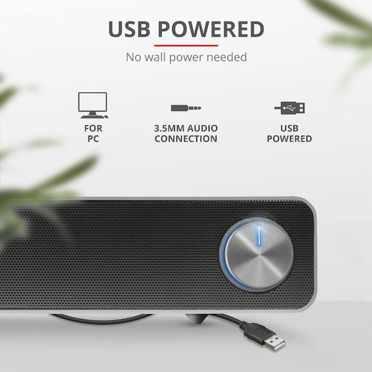 Trust Arys Soundbar Ηχεία Υπολογιστή 2.0 με Ισχύ 6W σε Μαύρο Χρώμα