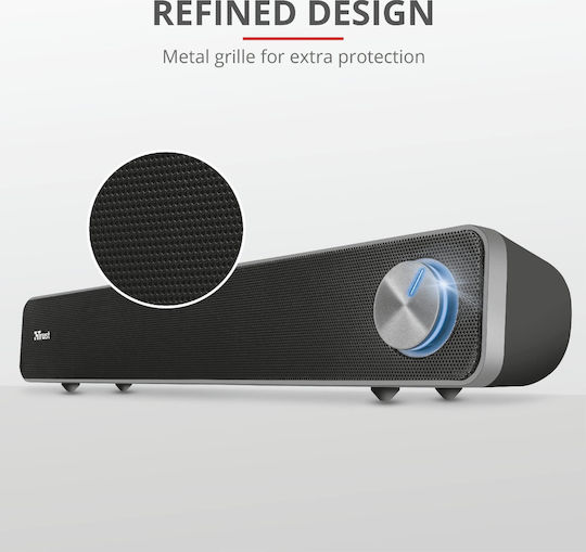 Trust Arys Soundbar Ηχεία Υπολογιστή 2.0 με Ισχύ 6W σε Μαύρο Χρώμα