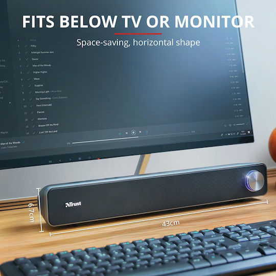 Trust Arys Soundbar Ηχεία Υπολογιστή 2.0 με Ισχύ 6W σε Μαύρο Χρώμα