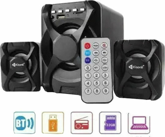 Kisonli U-2500BT 2.1 Wireless Speakers with Bluetooth 11W Black