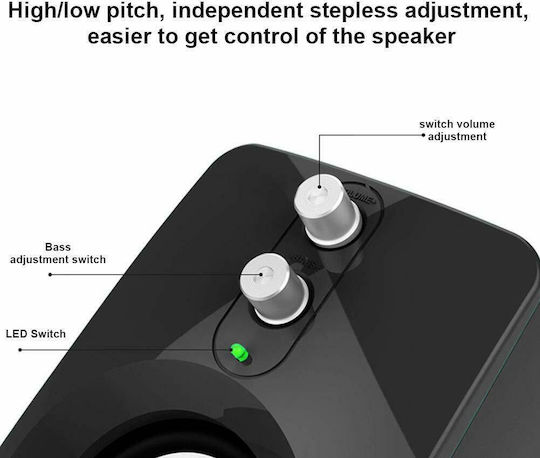 Tele FT-10W Компютърни тонколони 2.1 с мощност 7W в Бял цвят
