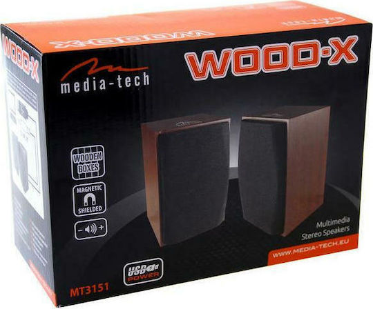 Media-Tech WOOD-X Ηχεία Υπολογιστή 2.0 με Ισχύ 10W Καφέ