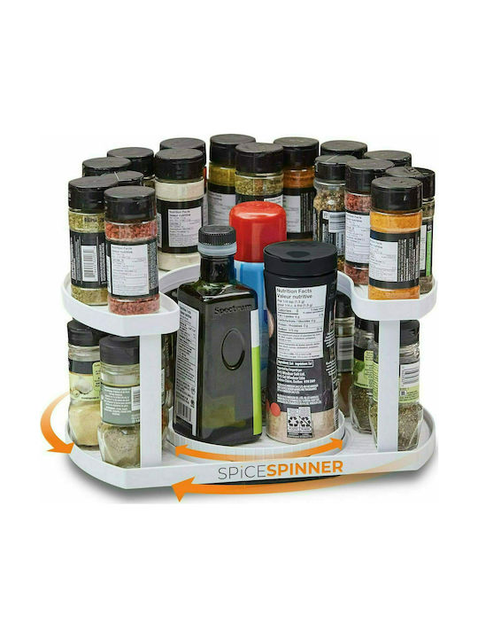 Spice Περιστρεφόμενος Οργανωτής Μπαχαρικών Πλαστικός σε Περιστρεφόμενη Βάση Λευκός