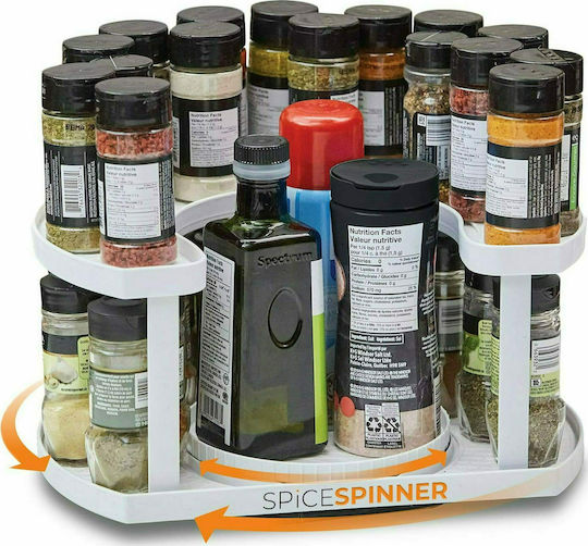 Spice Plastic Tabletop Rotating Spice Rack White