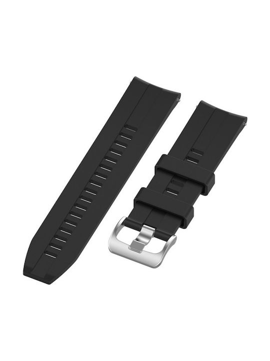 Silver Buckle Silicone Strap Black Huawei Watch GT / GT2 46mm