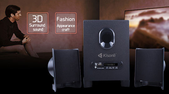 Kisonli ΤM-6000U 2.1 Wireless Speakers with Bluetooth 6W Black