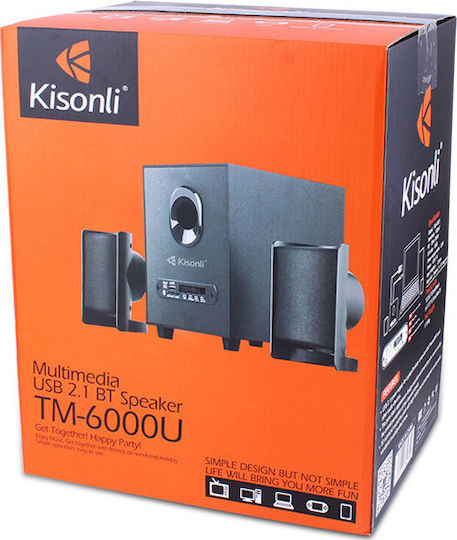 Kisonli ΤM-6000U 2.1 Wireless Speakers with Bluetooth 6W Black