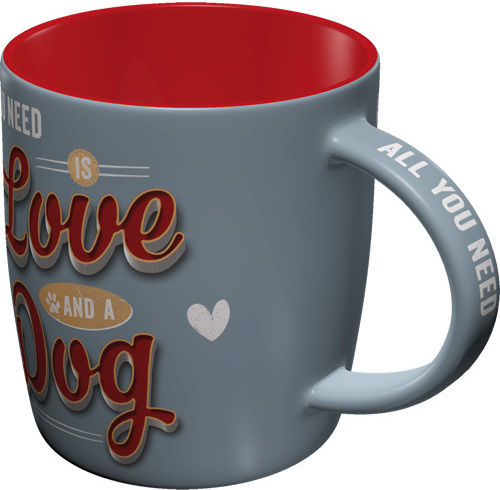 Nostalgic Art PfotenSchild - Love Dog Becher Keramik Gray 330ml
