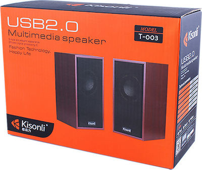 Kisonli T-003 Компютърни тонколони 2.0 с мощност 6W в Черен цвят