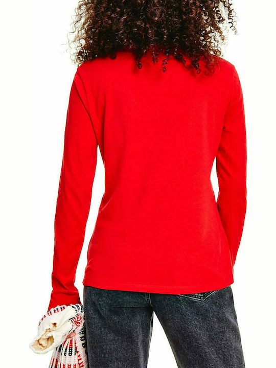 Tommy Hilfiger Women's Long Sleeve Sport Blouse Red DW0DW09101XNL