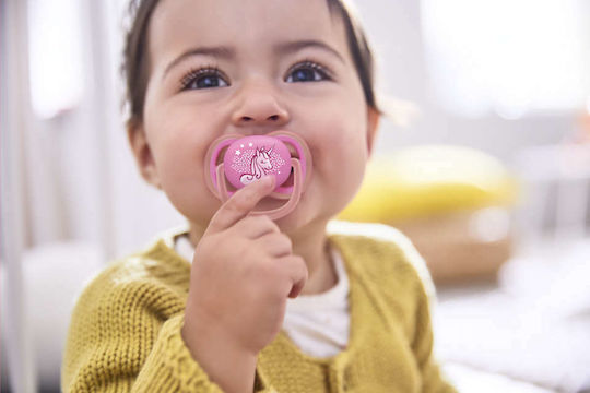 Philips Ultra Air Orthodontic Pacifiers Silicone with Case Unicorn - Pink - Orange for 6-18 months 2pcs