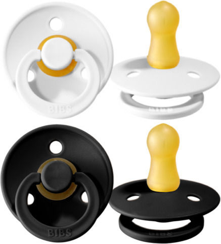 Bibs Colour Schnuller Gummi Schwarz & Weiß für 0-6 Monate 2Stück