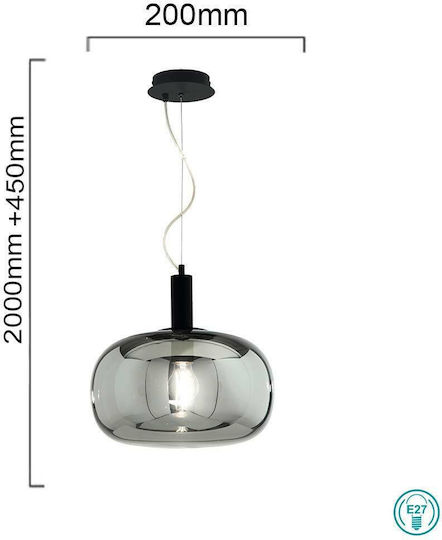 Ondaluce Hängelampe Schwarz mit Fassung E27 20cm.
