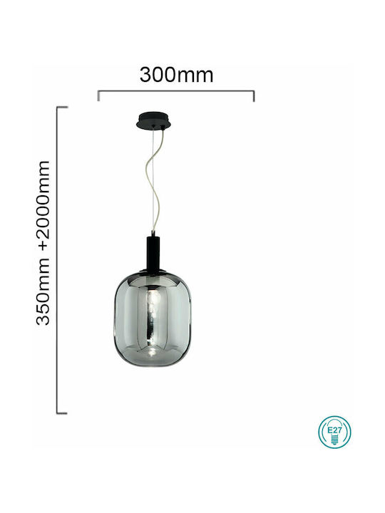 Ondaluce Pendant Light Black Ball with Socket E27 30cm