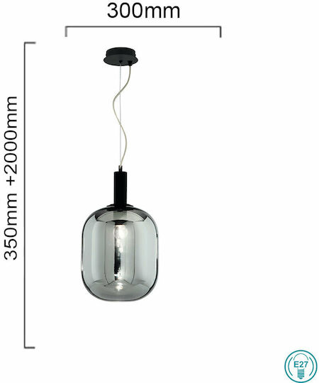 Ondaluce Pendant Light Black Ball with Socket E27 30cm