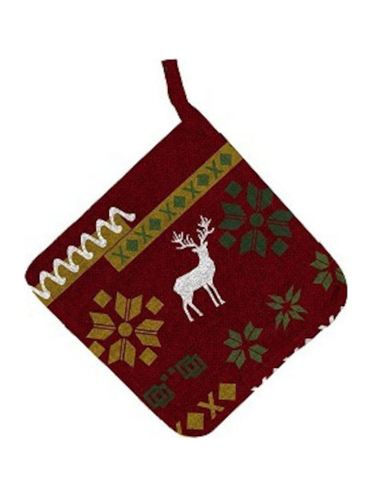 Mc Decor Christmas Kitchen Αpron Fabric Red with Glove