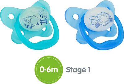 Dr. Brown's Orthodontic Pacifiers Silicone Sheep Blue Night for 0-6 months 2pcs