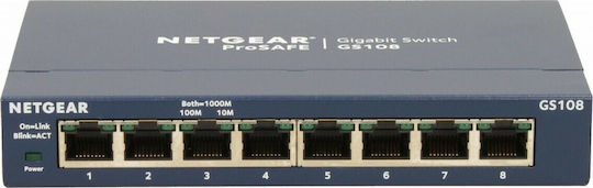 NetGear GS108GE v1 Negestionat L2 Switch cu 8 Porturi Gigabit (1Gbps) Ethernet