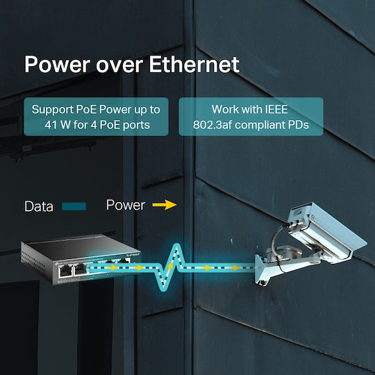 TP-LINK TL-SF1005LP v1 Unmanaged L2 PoE Switch με 5 Θύρες Ethernet