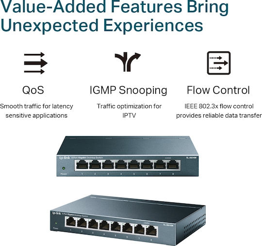 TP-LINK TL-SG108 Unmanaged L2 Switch with 8 Ethernet Ports
