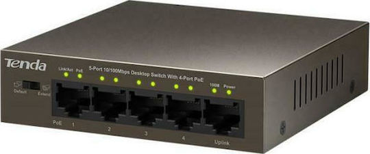 Tenda TEF1105P-4-63W Unmanaged L2 PoE+ Switch with 5 Ethernet Ports