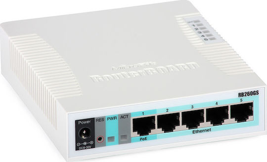 MikroTik RB260GS Unverwaltet L2 PoE Switch mit 5 Ports Gigabit (1Gbps) Ethernet