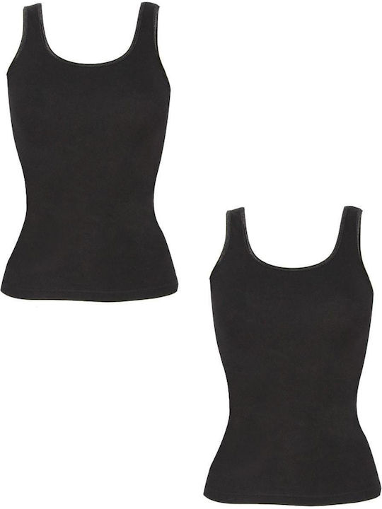 Women's Sleeveless Cotton T-Shirt Black 2Pack