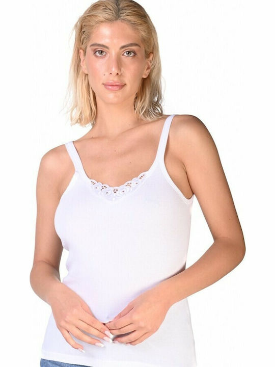 Women's Cotton T-Shirt with Spaghetti Strap White 2Pack