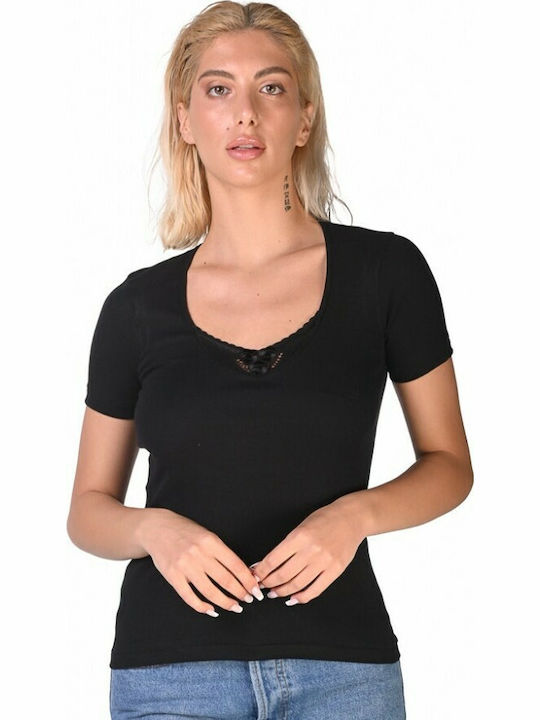 Women's Short Sleeve Cotton T-Shirt Black 2Pack