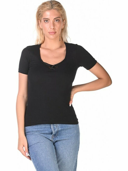 Women's Short Sleeve Cotton T-Shirt Black 2Pack