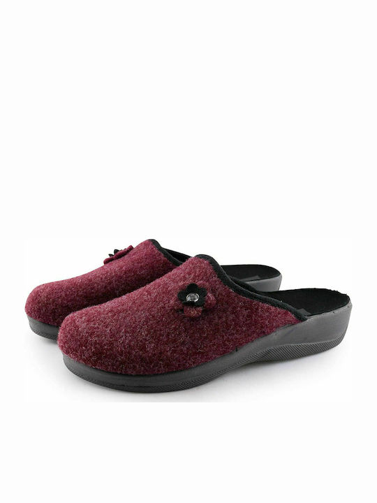 Love4shoes 200-0102 Papuci de casă pentru femei de iarnă în Burgundy culoare 1222-0160-000009