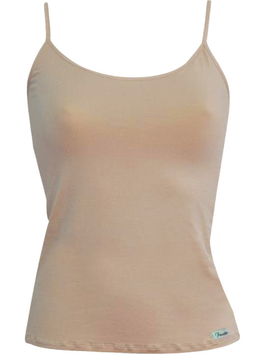 Women's T-Shirt with Spaghetti Strap Beige