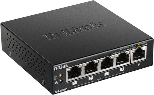 D-Link DGS-1005P Unmanaged L2 PoE+ Switch με 5 Θύρες Gigabit (1Gbps) Ethernet