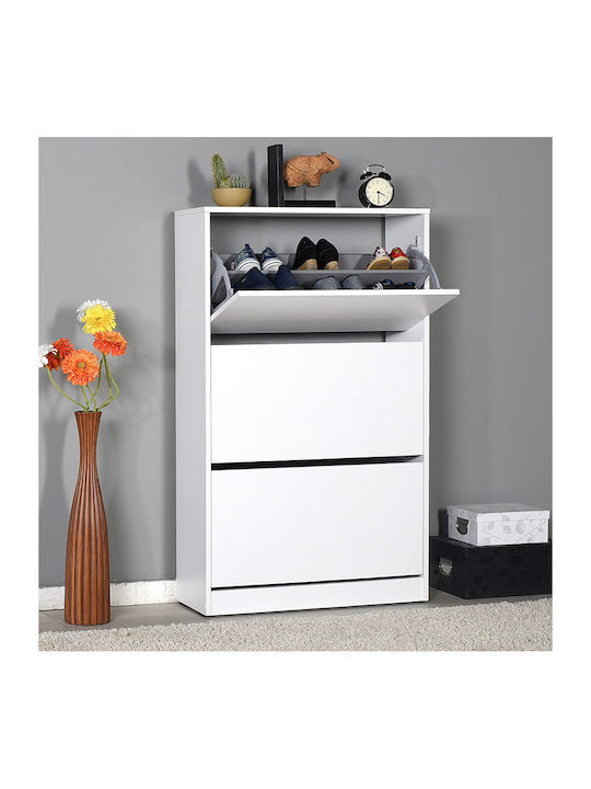 Suport pentru pantofi Step 18 cu 3 Rafturi Albă L73xW26xH119cm