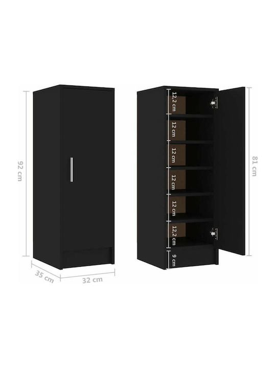 Holz Schuhschrank mit 6 Regalen Black L32xW35xH92cm
