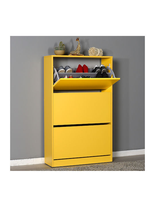 Suport pentru pantofi Step 18 cu 3 Rafturi Galbenă L73xW26xH119cm