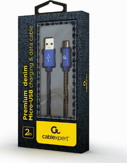Cablexpert Premium Demin 2m Braided USB 2.0 to micro USB Cable Blue (CC-USB2J-AMMBM-2M-BL)