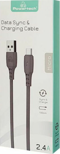 Powertech Regular USB 2.0 to micro USB Cable Γκρι 1m (PTR-0090)