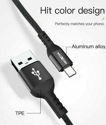 Moxom Braided USB 2.0 to micro USB Cable Μαύρο 3m (MX-CB43)