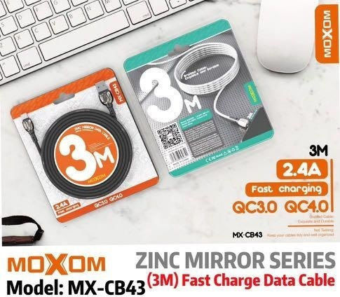 Moxom Braided USB 2.0 to micro USB Cable Μαύρο 3m (MX-CB43)